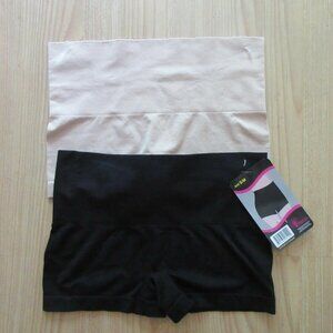 2 Pairs Inteco Intimates Smooth Shaper Hi-Waisted Boyleg Tummy Control Small